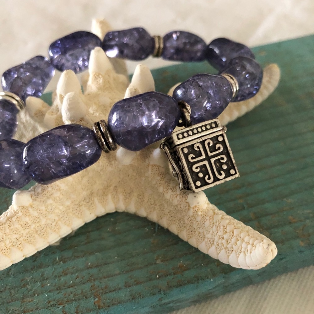 Tanzanite & Silver Prayer Bracelet Perfect